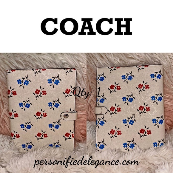 NEW Coach Refined Pebble Leather Chalk Multi Floral Print Notebook Journal - Picture 12 of 15